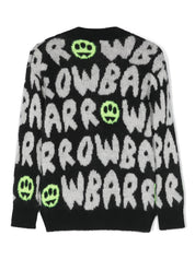 Barrow kids logo-jacquard brushed cardigan