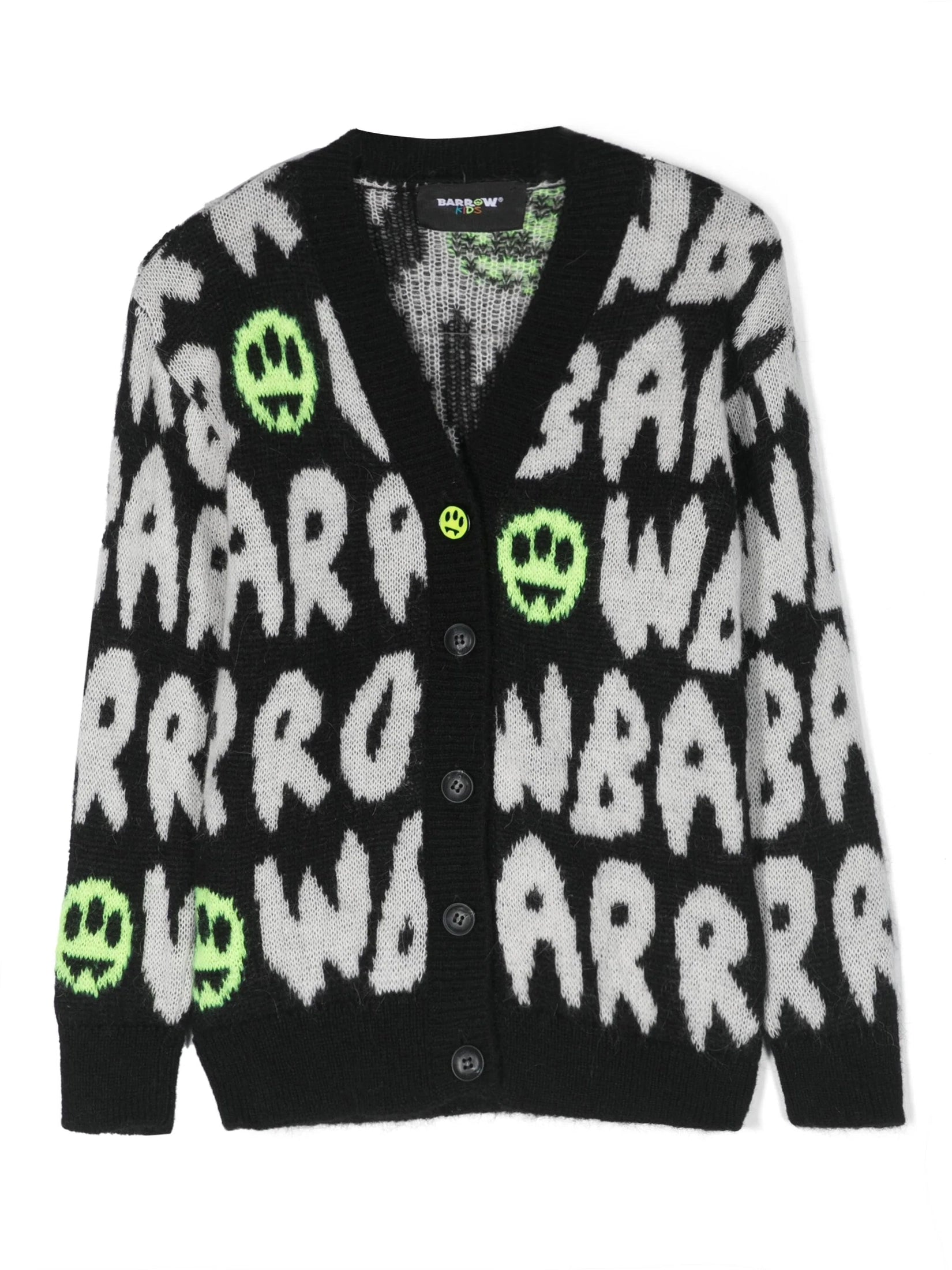 Barrow kids logo-jacquard brushed cardigan