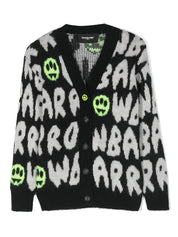 Barrow kids logo-jacquard brushed cardigan