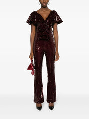 Ruffled-detailing sequined jumpsuit