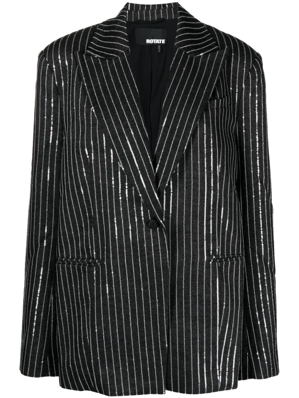 sequinned striped single-breasted blazer