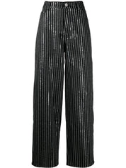 SEQUIN TWILL WIDE PANTS