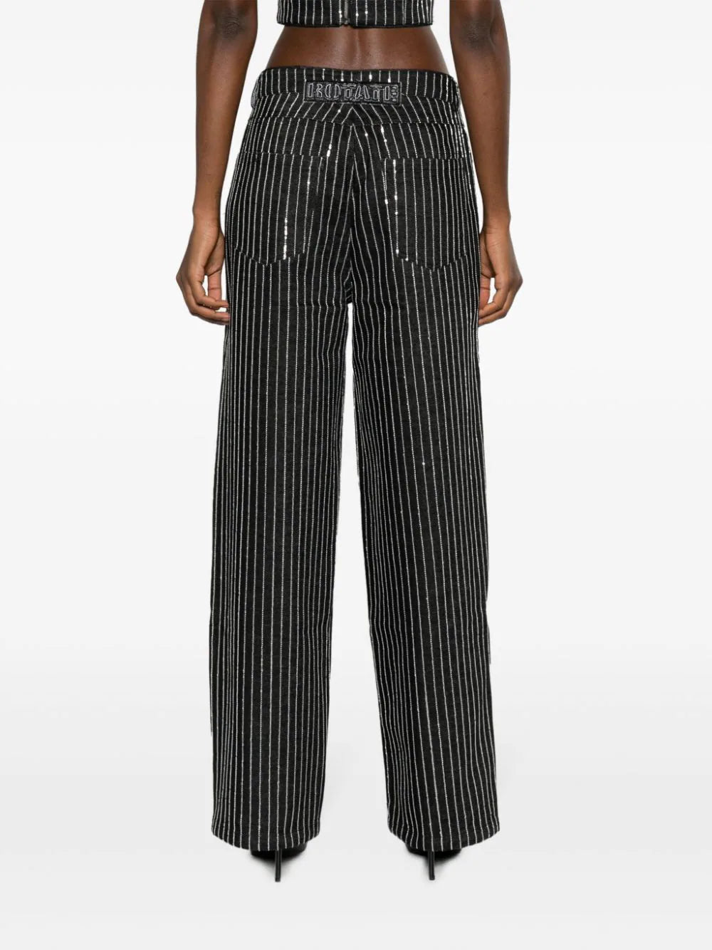 SEQUIN TWILL WIDE PANTS