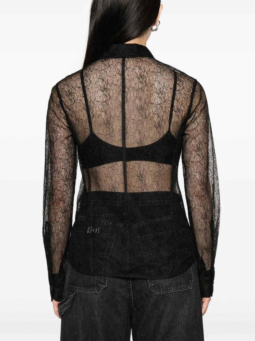 semi-sheer mesh-design shirt