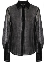 semi-sheer mesh-design shirt