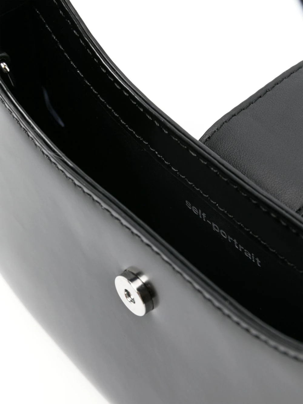 BLACK LEATHER CRESCENT BAG حقيبة 