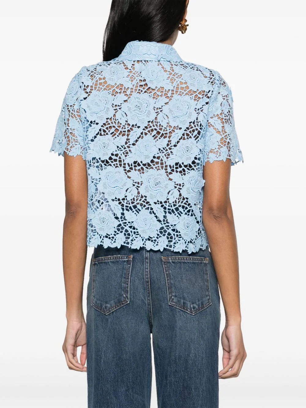 BLUE LACE COLLAR TOP