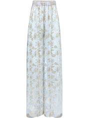 Floral-jacquard palazzo pants