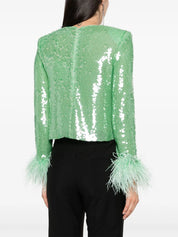 MINT SEQUIN FEATHER TOP