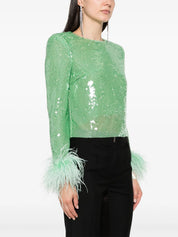 MINT SEQUIN FEATHER TOP