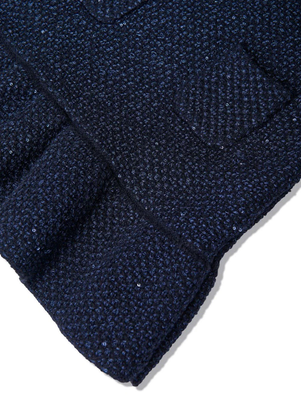 BLUE SEQUIN KNIT BOW DRESS فستان