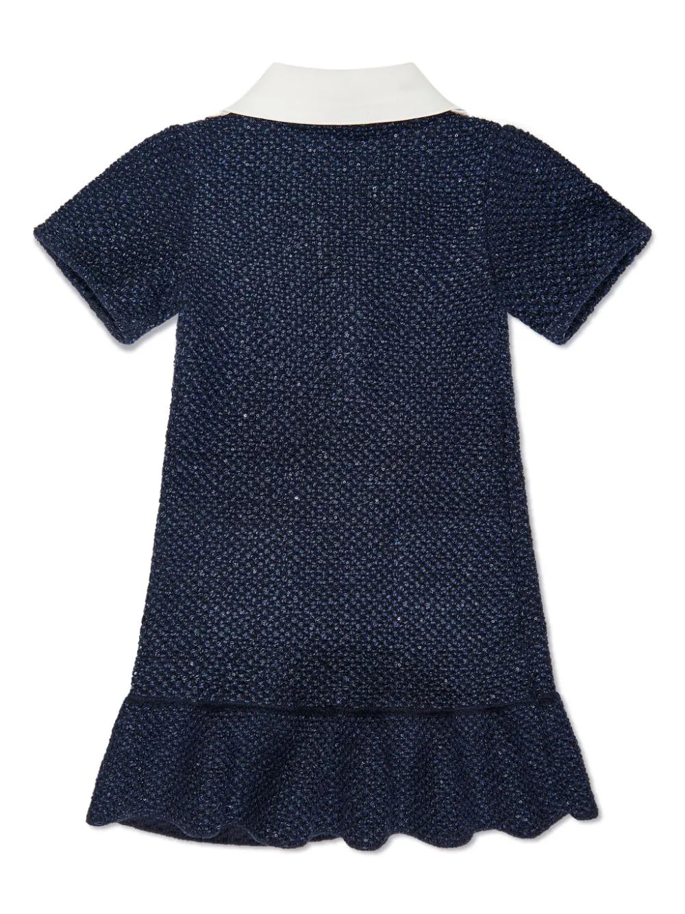 BLUE SEQUIN KNIT BOW DRESS فستان