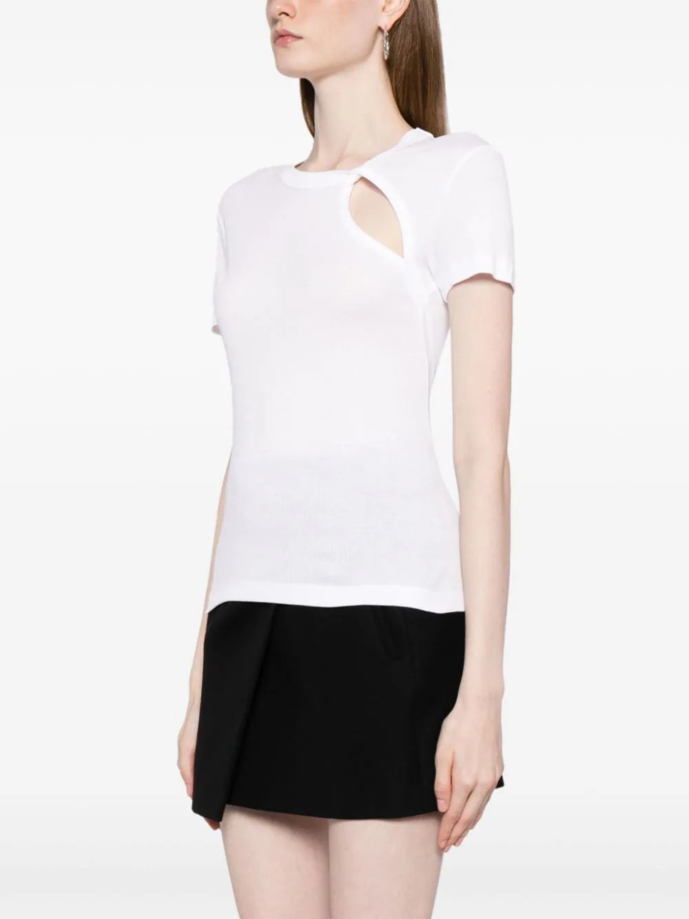 asymmetric short-sleeve top