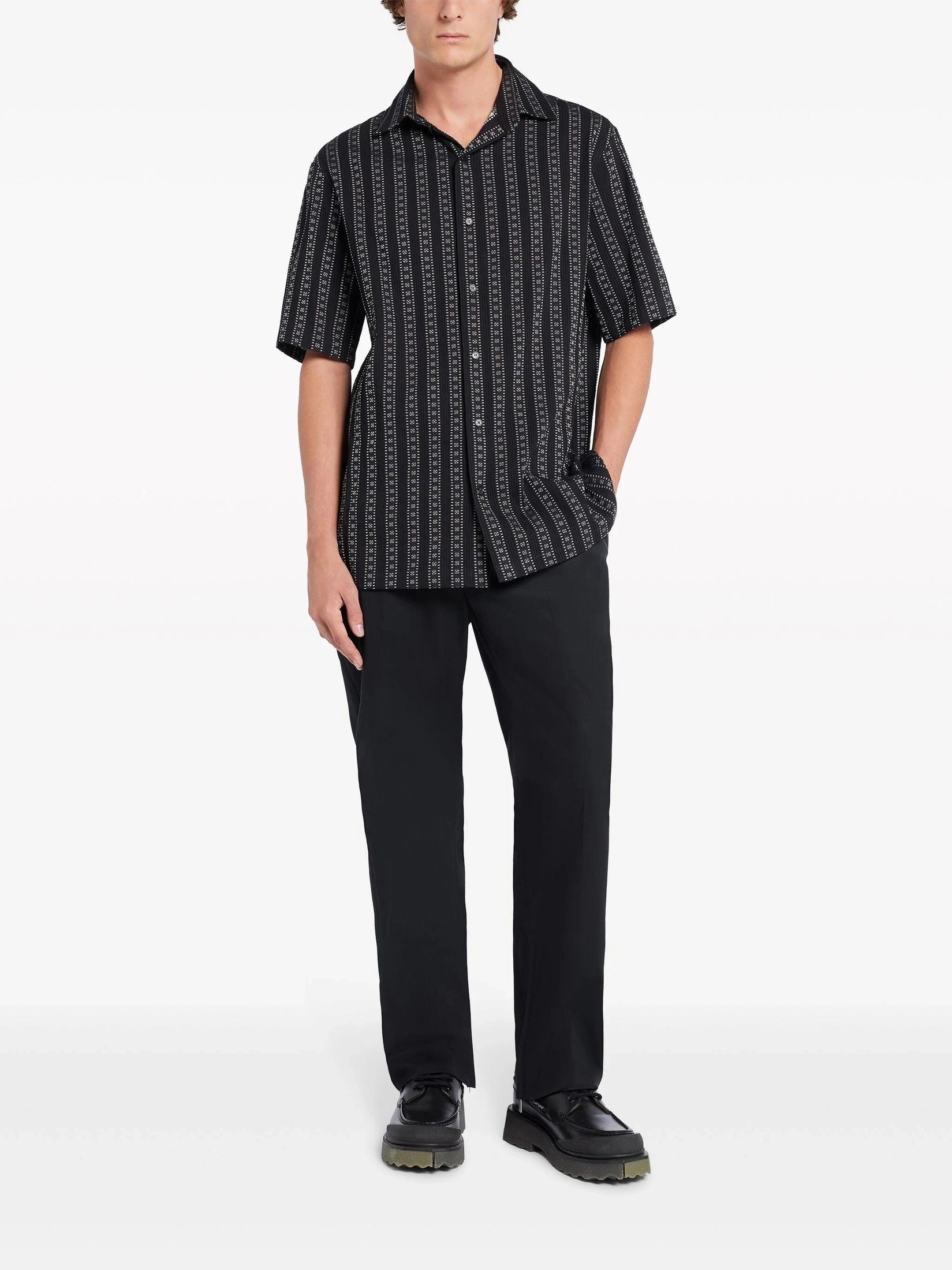 Off-white cotton tailored trousers