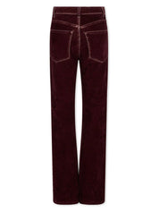 high-waist straight-leg velvet trousers