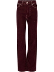 high-waist straight-leg velvet trousers