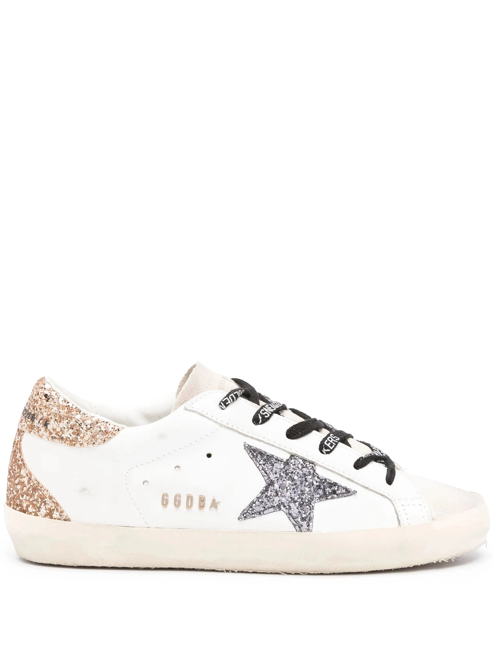 Super-star leather upper glitter star heel and spur metal lettering