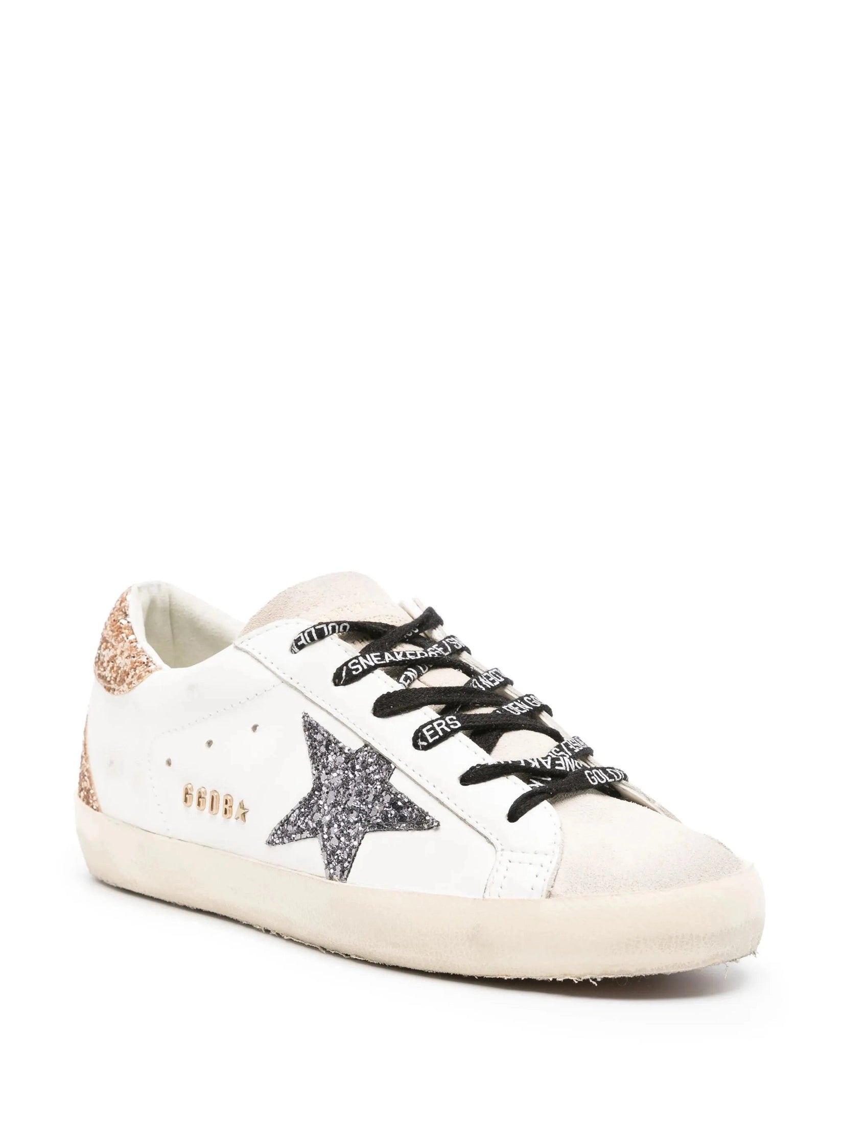 Super-star leather upper glitter star heel and spur metal lettering