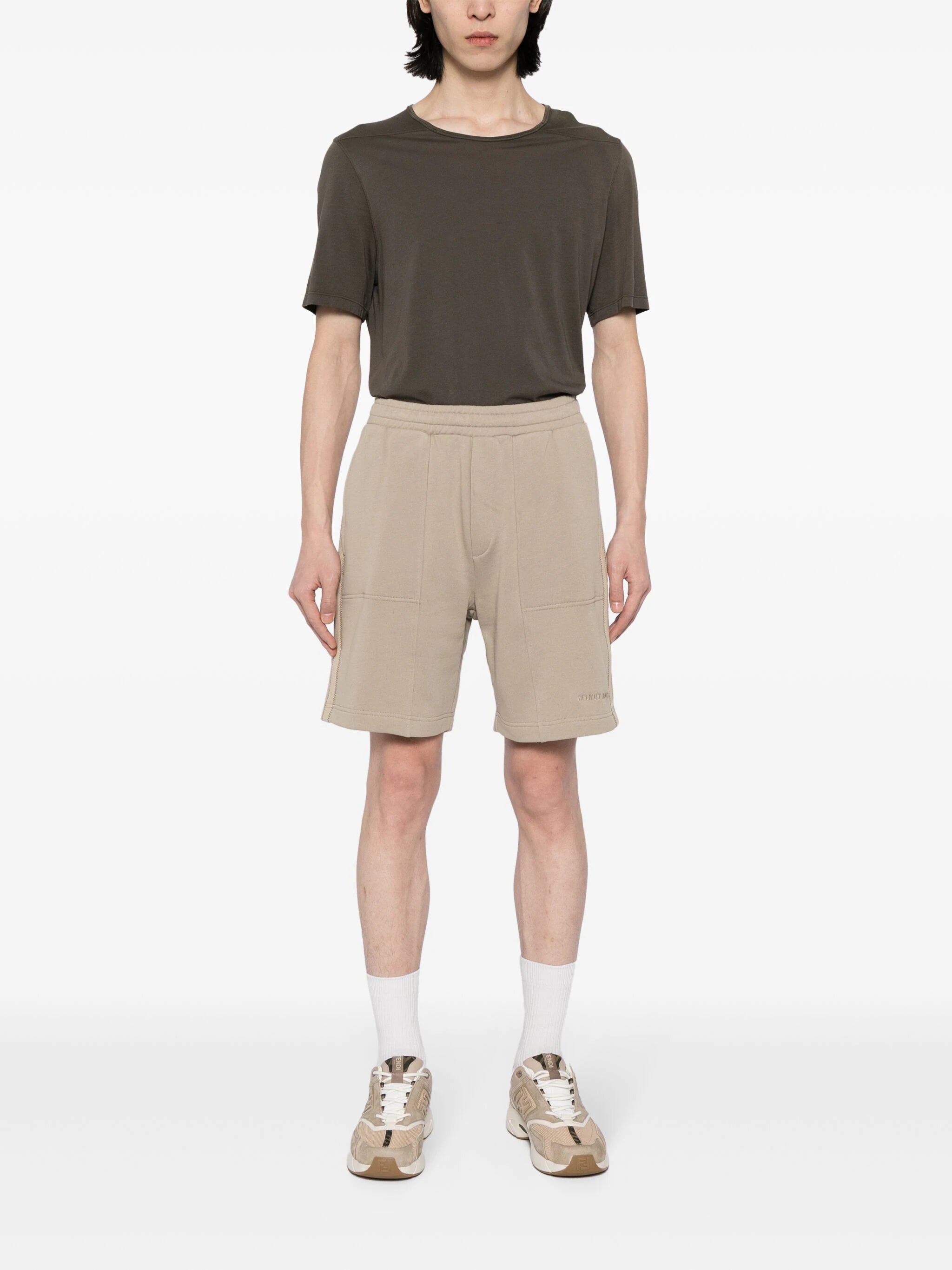 Helmut Lang logo-embroidered tape track shorts