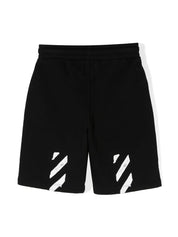 Diag-stripe cotton track shorts