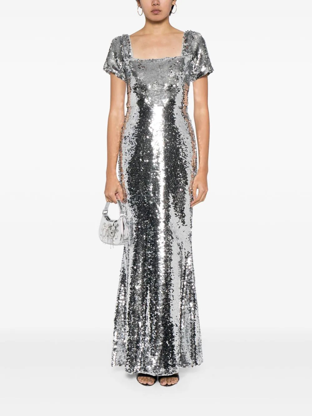 SILVER SEQUIN MAXI DRESS