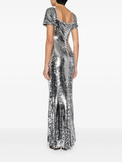 SILVER SEQUIN MAXI DRESS