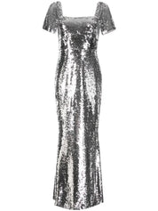 SILVER SEQUIN MAXI DRESS