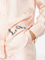 logo-print silk shirt