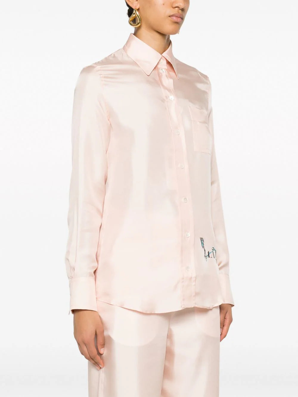 logo-print silk shirt