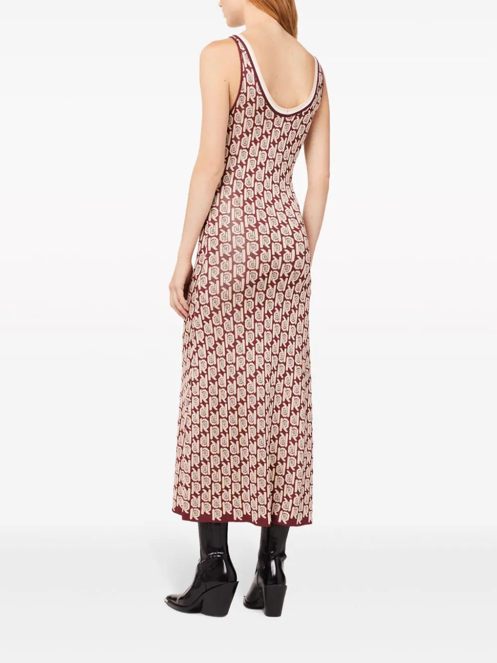 monogram-pattern scoop-neck dress