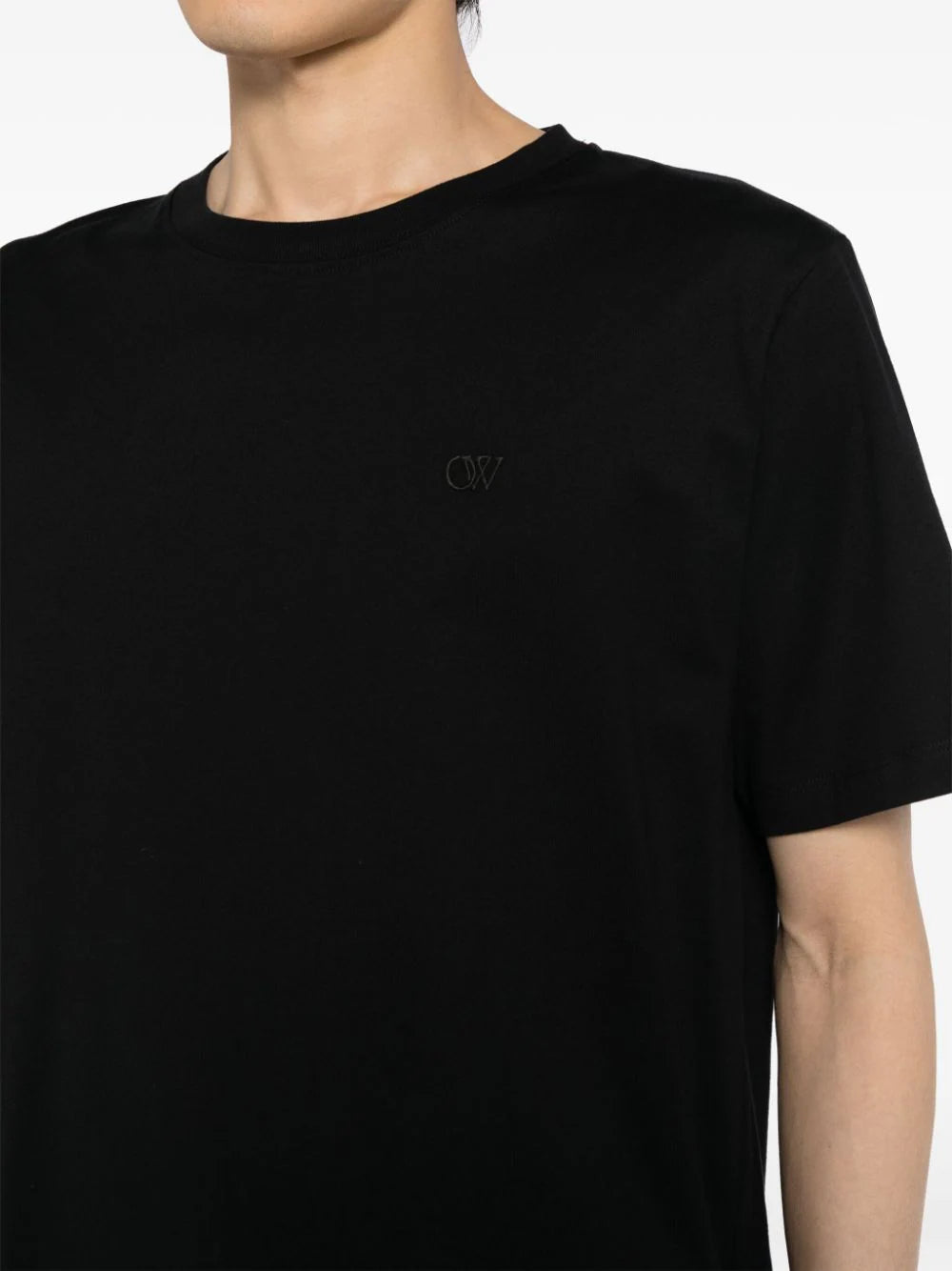 logo-embroidered cotton T-shirt تي-شيرت