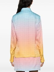 PASTEL GRADIENT PRINTED LONG SLEEVE SILK SHIRT