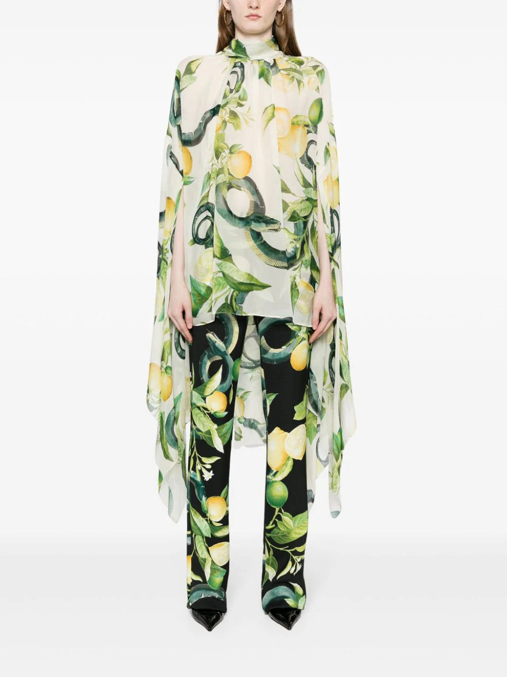 lemon print slim cut trousers بنطلون