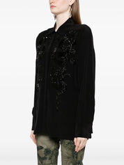 bead-embellished appliqué viscose shirt