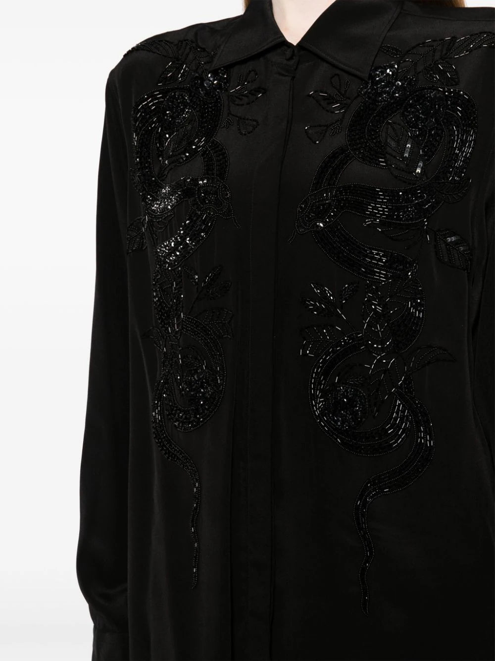 bead-embellished appliqué viscose shirt