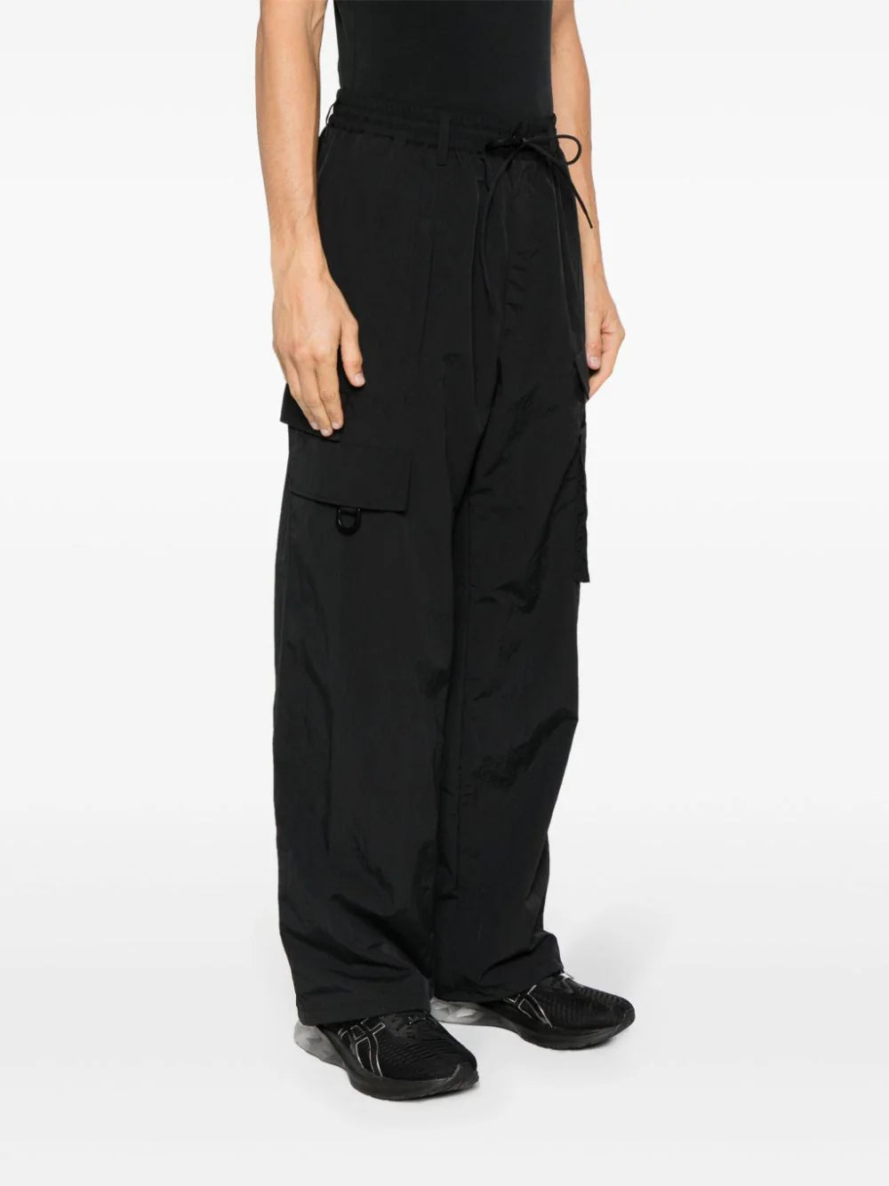 Crinkle logo-print wide-leg cargo trousers