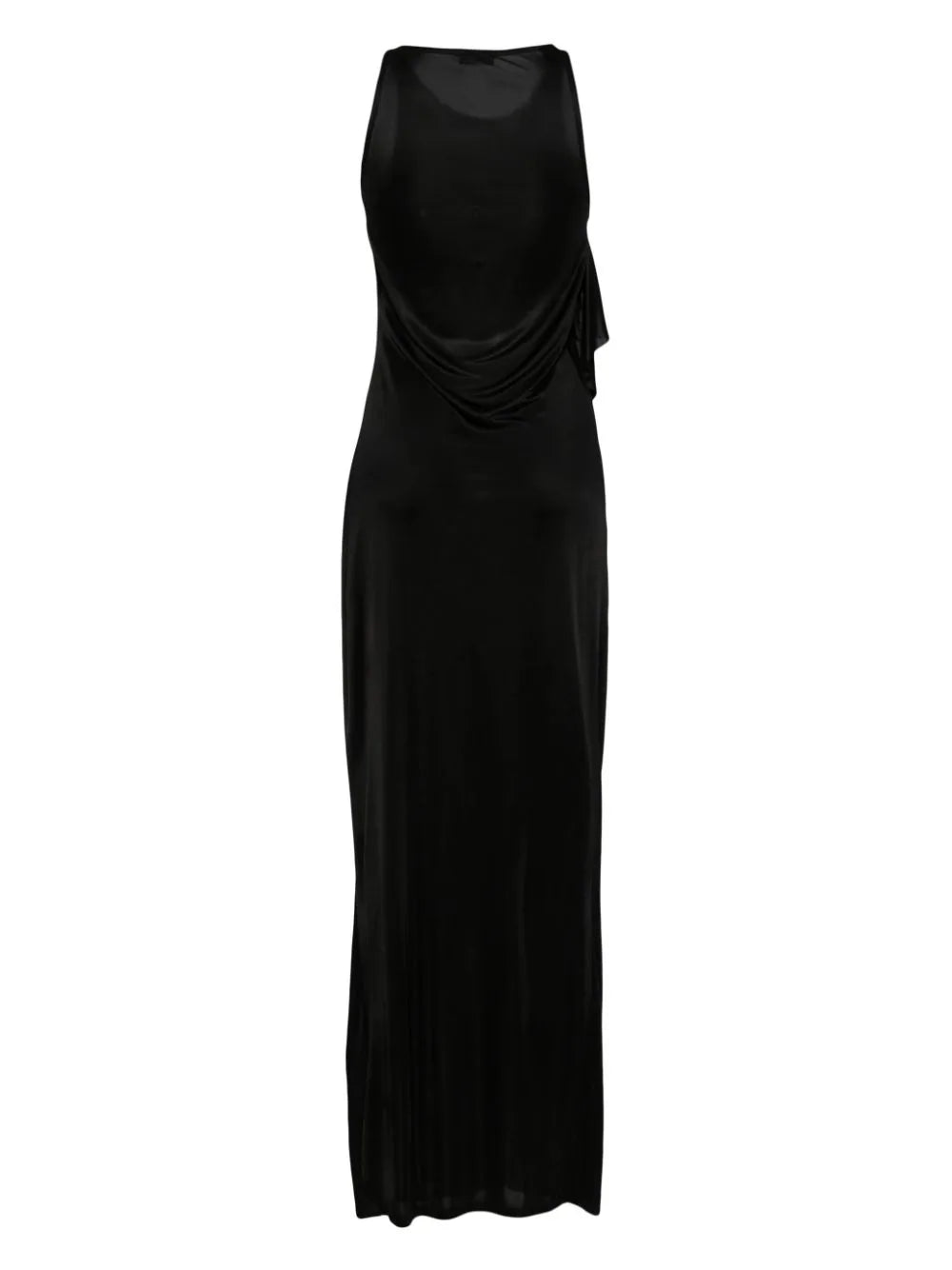 Single-sleeve ruched gown