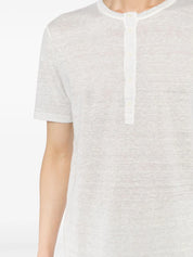 button-placket linen T-shirt