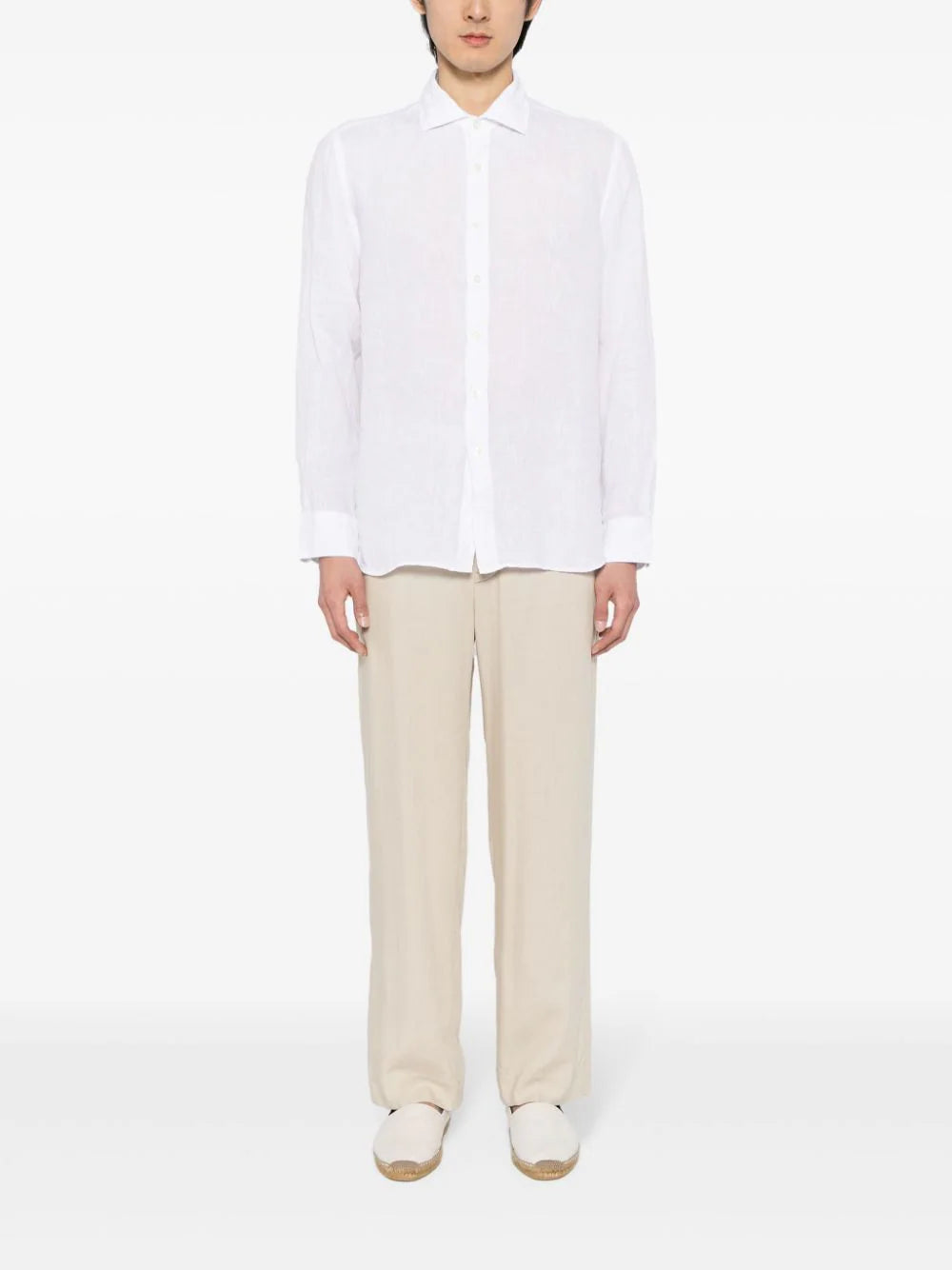 long-sleeved linen shirt