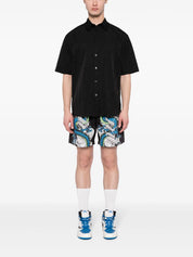 dragon-print cotton track shorts