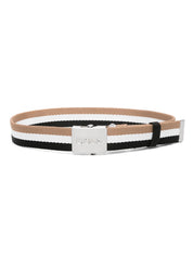 Logo-buckle striped belt