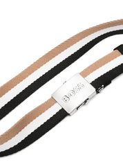 Logo-buckle striped belt