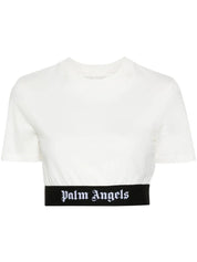 logo-jacquard cropped T-shirt تيشيرت 