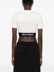 logo-jacquard cropped T-shirt تيشيرت 