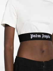 logo-jacquard cropped T-shirt تيشيرت 