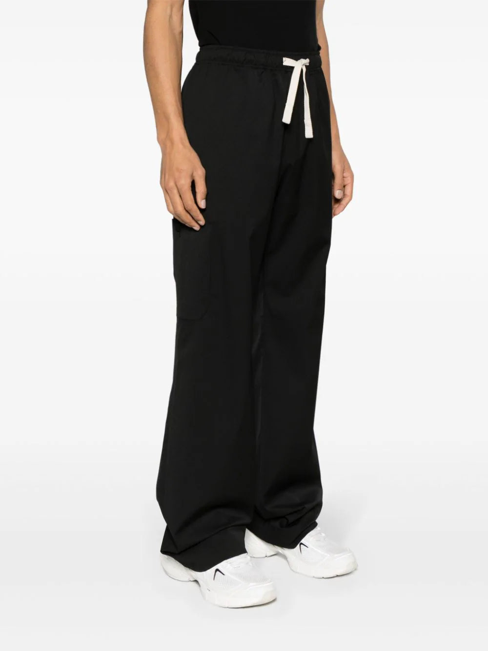 drawstring-waist wide-leg trousers بنطلون