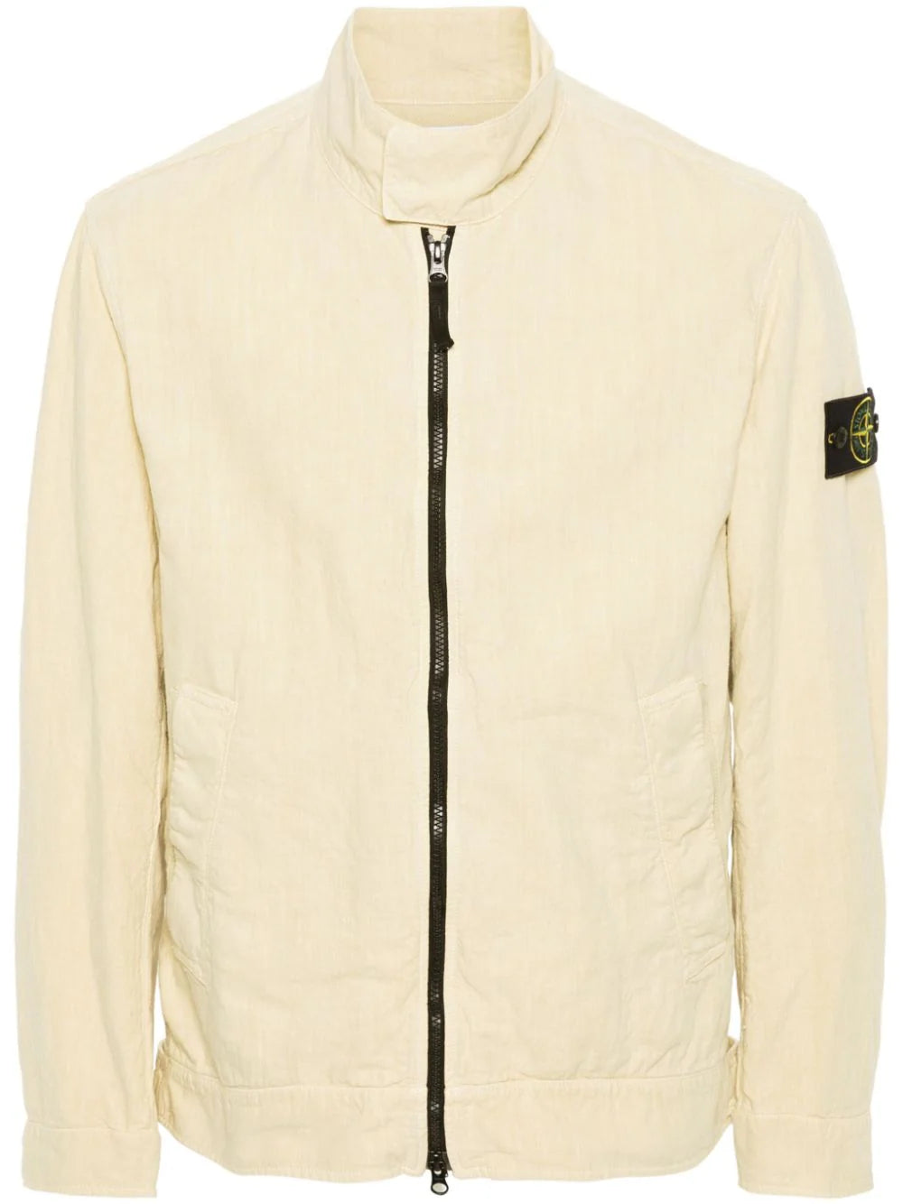 Compass-badge linen-blend jacket