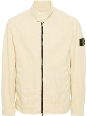 Compass-badge linen-blend jacket