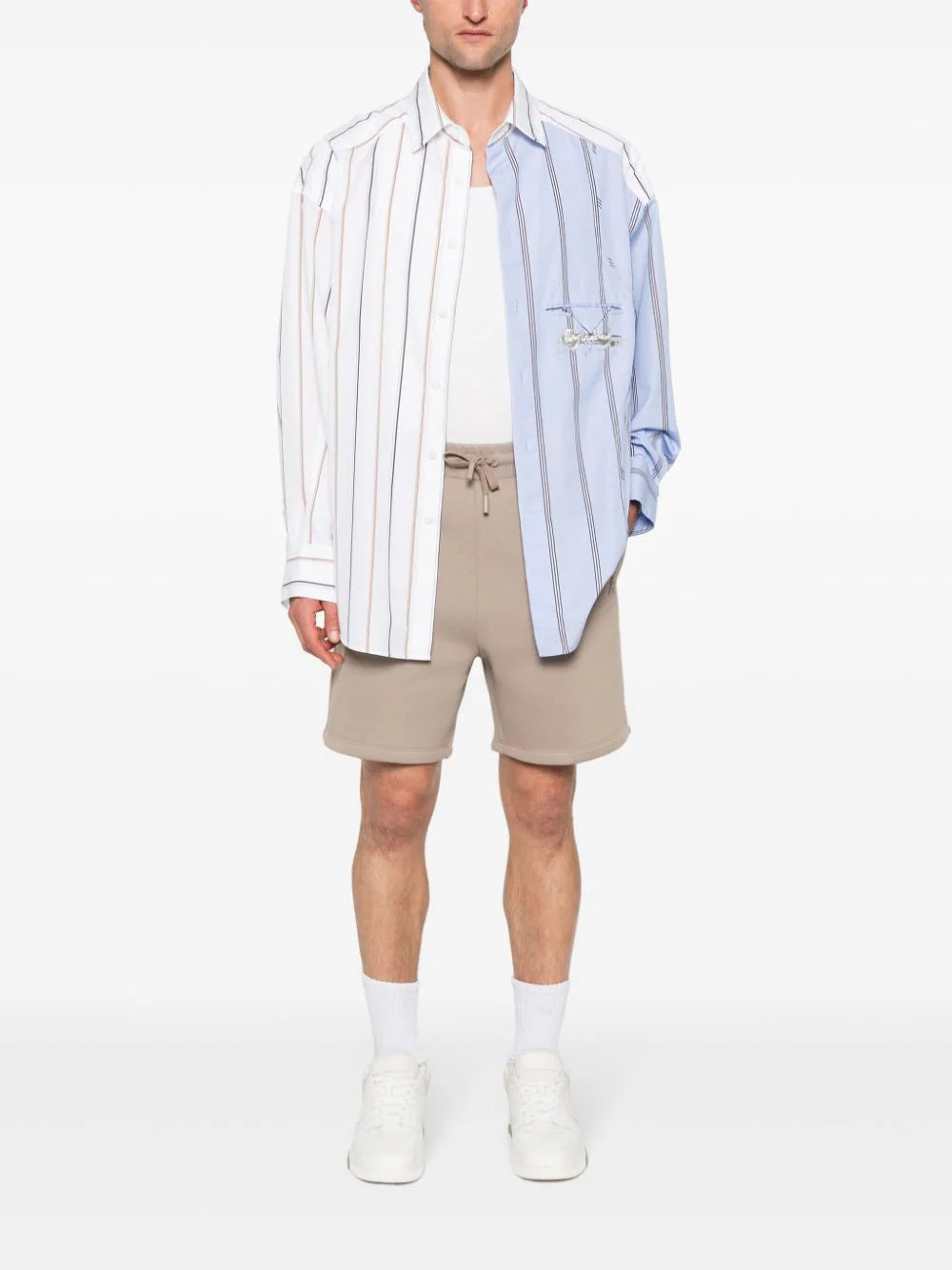 Embossed-logo track shorts