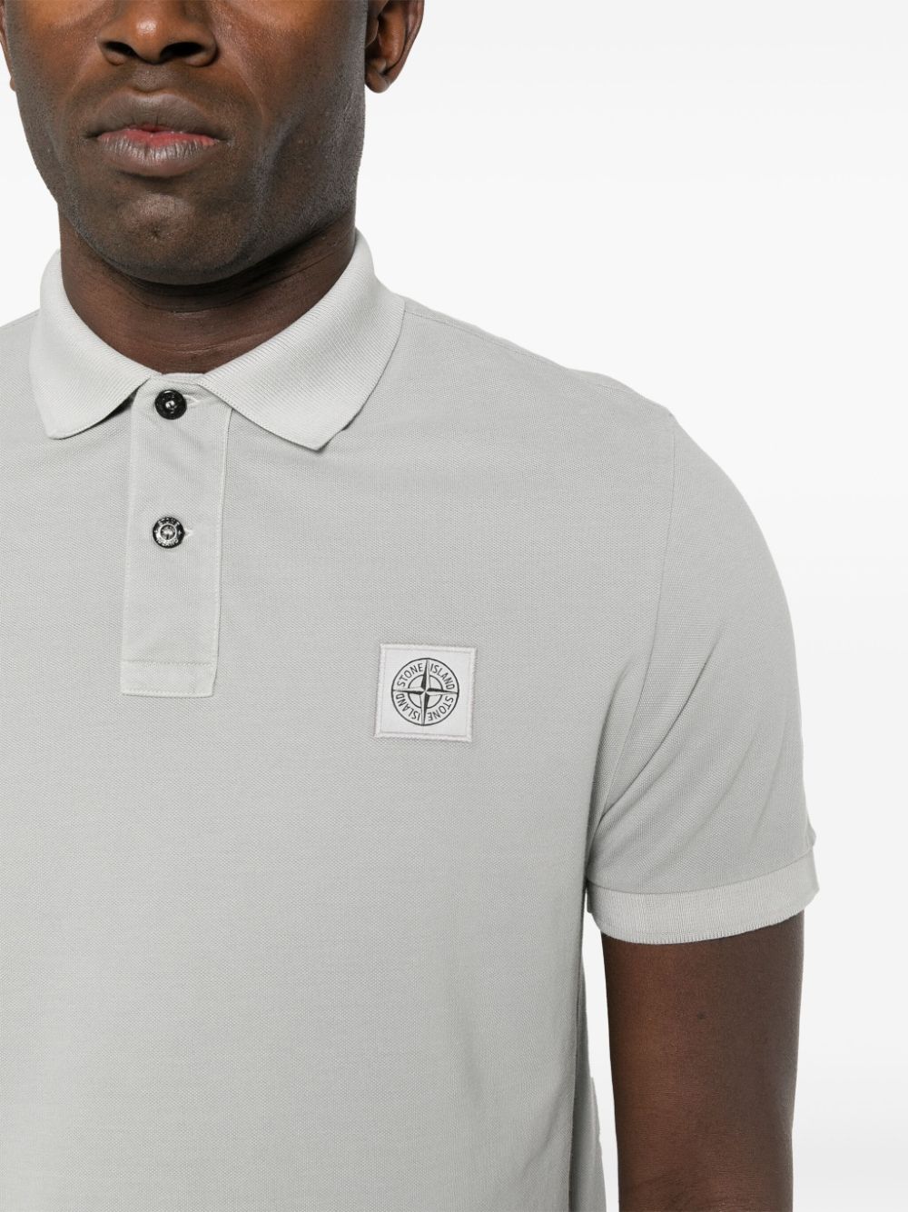 Compass-appliqué polo shirt